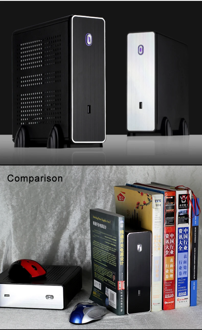 REALAN mini itx Настольный htpc компьютерный чехол E-C3 без источника питания SGCC 0,8 мм черный серебристый