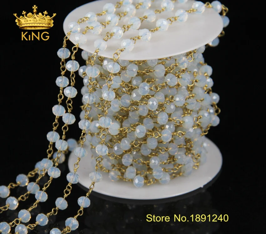 

5Meter Plated Wire Wrapped Beaded Rosary Chains in Mix Color Faceted Rondelle Crystal Beads Jewelry Chain JD030