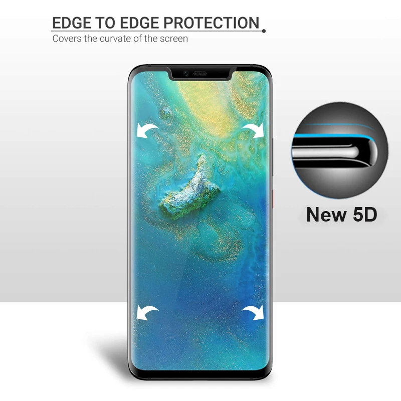 Полностью проклеенное закаленное стекло для huawei mate 20 Pro 9H HD клейкая Защитная пленка для экрана Ультра тонкая 5D Защитная пленка с закругленными краями