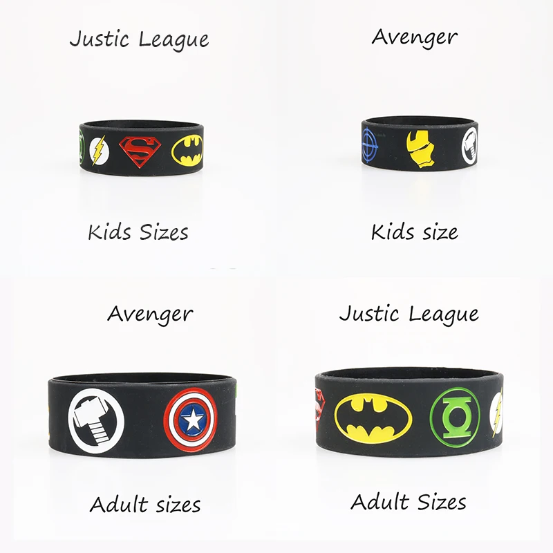 Силиконовые браслеты Justice League широкие силиконовые для взрослых и детей модный