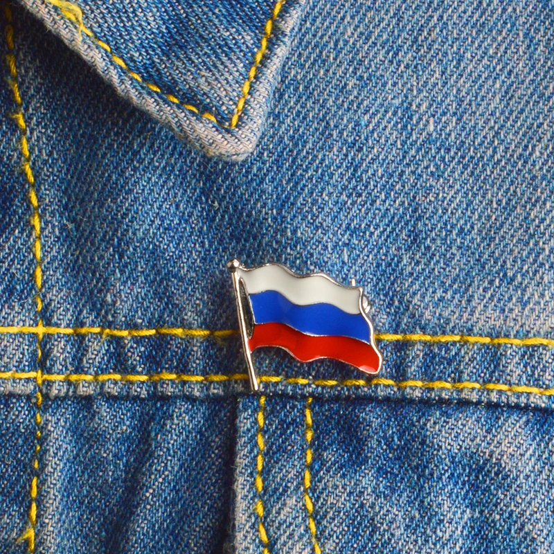 Булавка для флага России серебряная эмалированная брошь из металлического