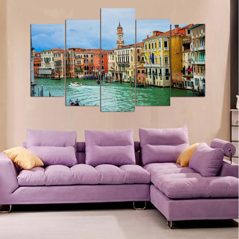 5 шт. огромная картина без рамки с HD-печатью Венеция-город на воде живопись