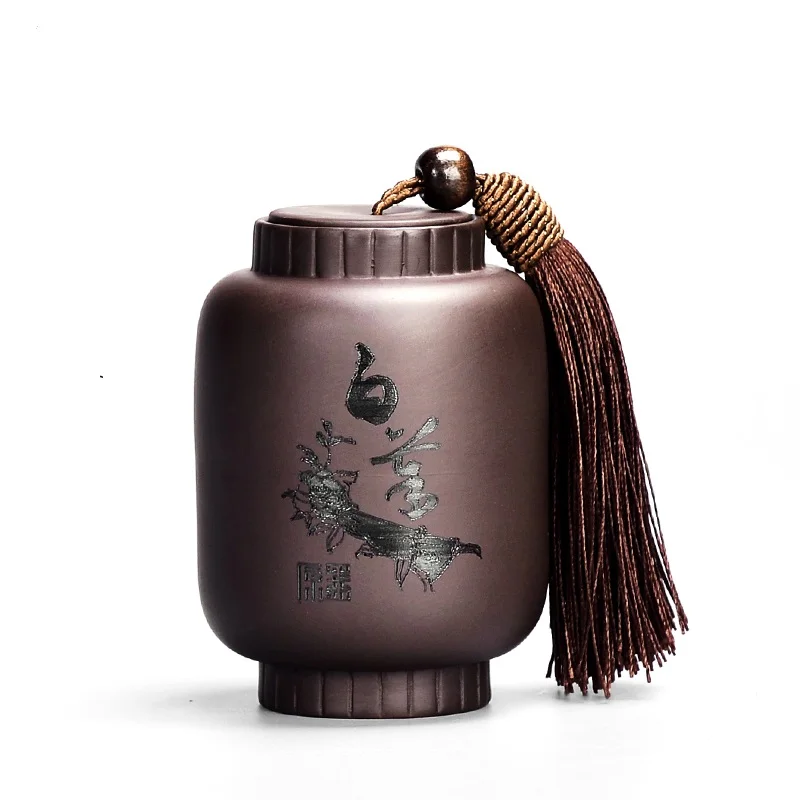 baicha Чайная коробка в форме фонаря, Фиолетовый Глиняный чайный контейнер, мини контейнер для хранения, герметичный резервуар для портативного путешествия, влагостойкие Герметичные банки для хранения - Цвет: baicha