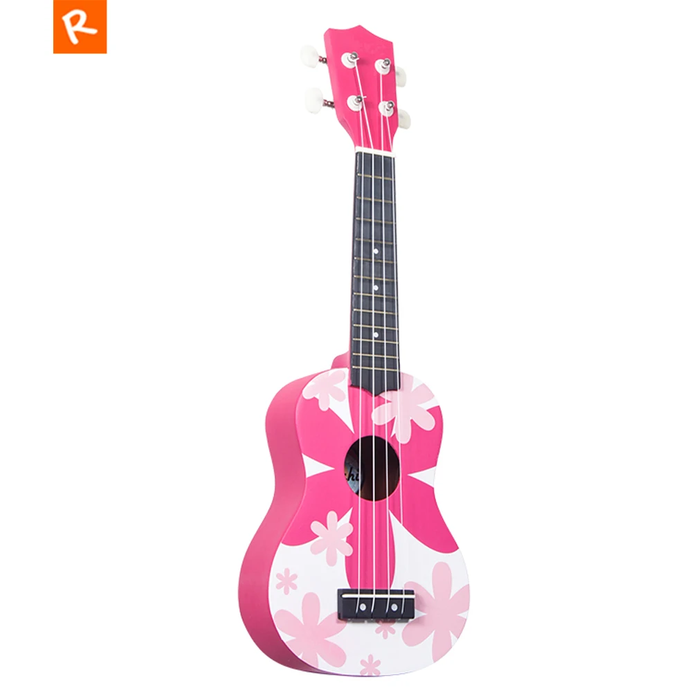 21 дюймов Гавайская гитара Ukulele soprano Роза Красочный мультфильм цветок Гавайи