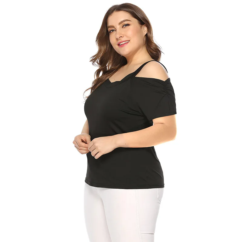 Suvance 2019 Повседневная летняя Xl-4xl с v-образным вырезом 2 размера женская футболка