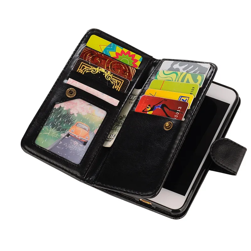 Чехол для iphone 7 2 в 1 с магнитной застежкой бумажник съемный кожаный чехол 6 6s 6plus plus