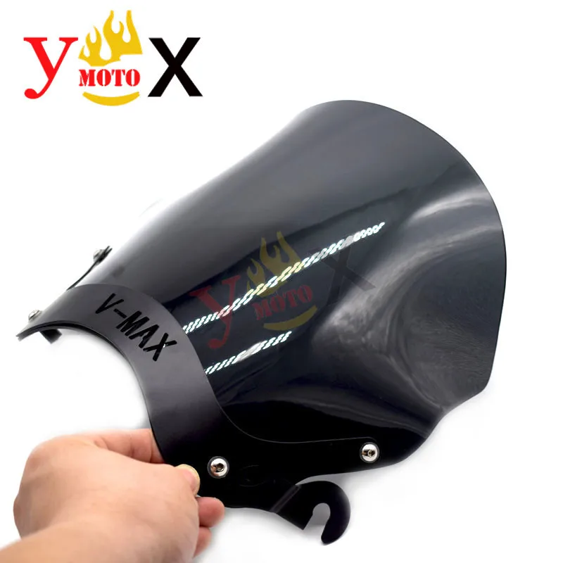 Защита для лобового стекла мотоцикла с черным кронштейном и винтами Yamaha Cruiser VMAX1200