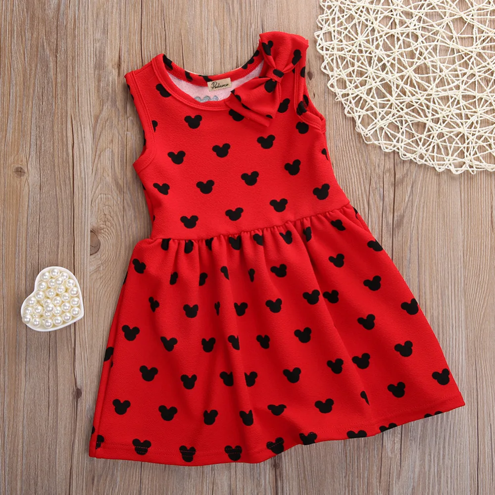 В 2016 году новое платье принцессы для девочек Праздничное в горошек без рукавов и