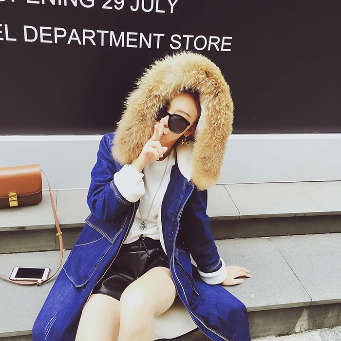 Новинка 2016 модное зимнее пальто куртка для женщин повседневное джинсовое