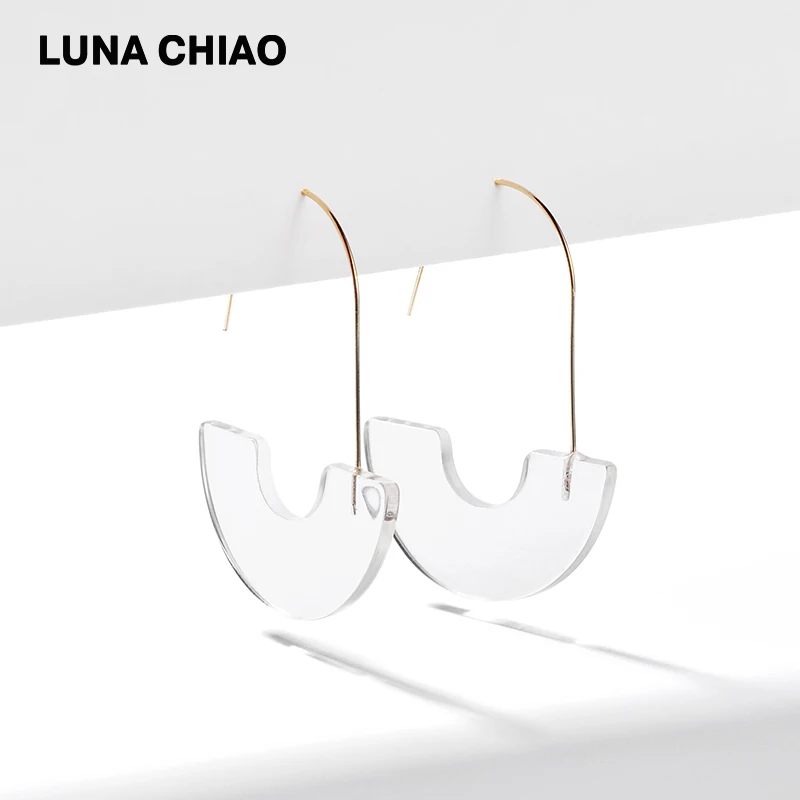 Женские акриловые серьги кольца LUNA CHIAO яркие из прозрачной смолы Ювелирное