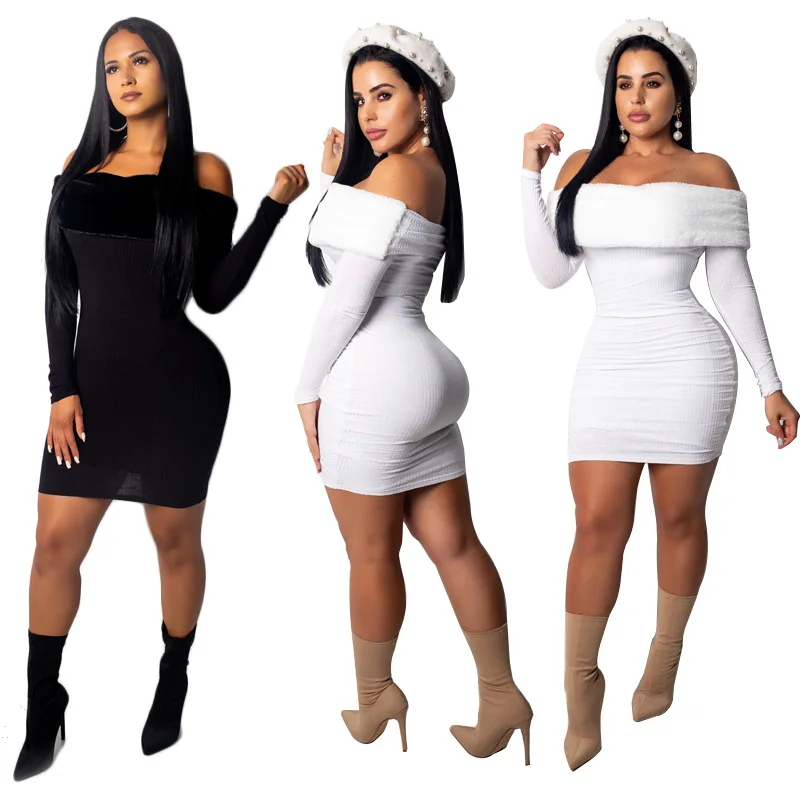 Платье в рубчик с вырезом лодочкой женское платье из эластичной ткани