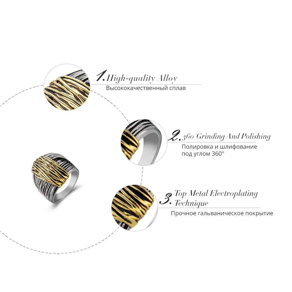 Viennois Gun Color Geometric Finger Rings For women Gold Cocktail Ring Party Fashion Jewelry | Украшения и аксессуары
