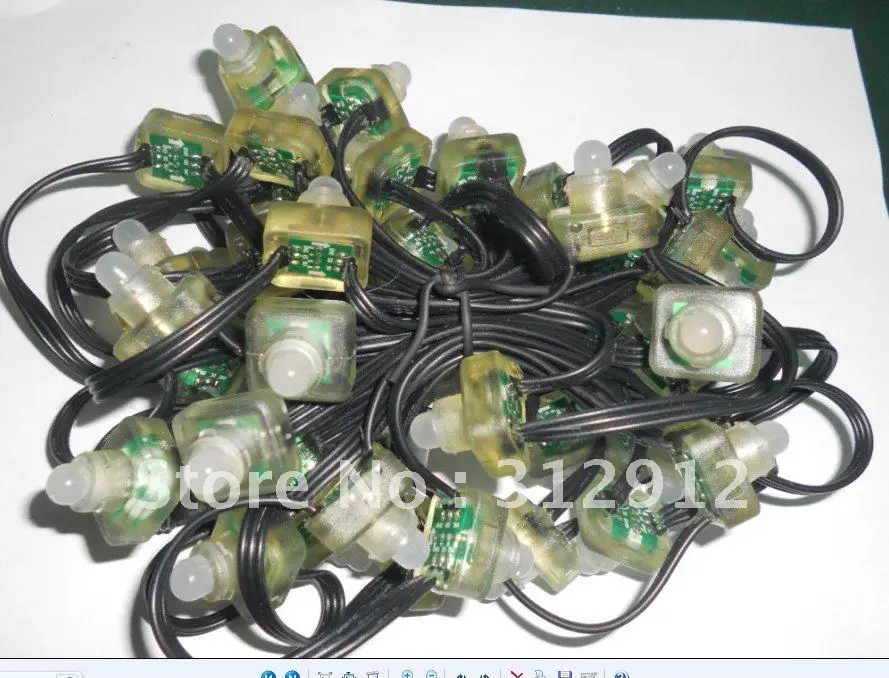 

WS2811 LED pixel node, DC5V input, full color RGB string,50pcs a string,IP68 rated in black wires
