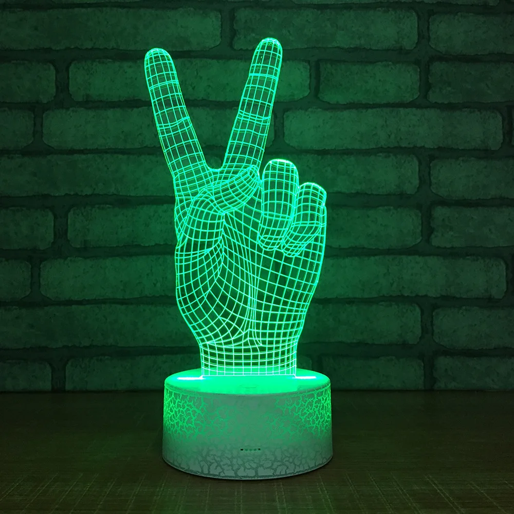 Маленькая Светодиодная настольная лампа Victory Gesture 3d декоративный индивидуальный