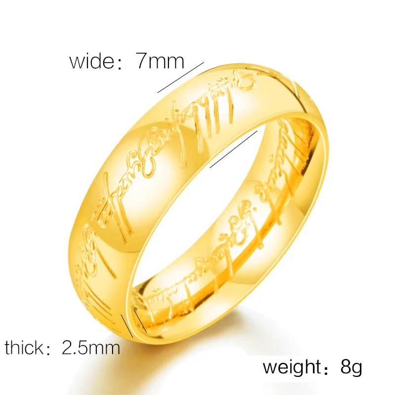 gold colour BEIER High Quality Gold Color Hobbit Gift Midi Ring Stainless Steel One Ring Of Power jewelry Ring Women and Men LR-R059 - Main Stone Color: gold colour