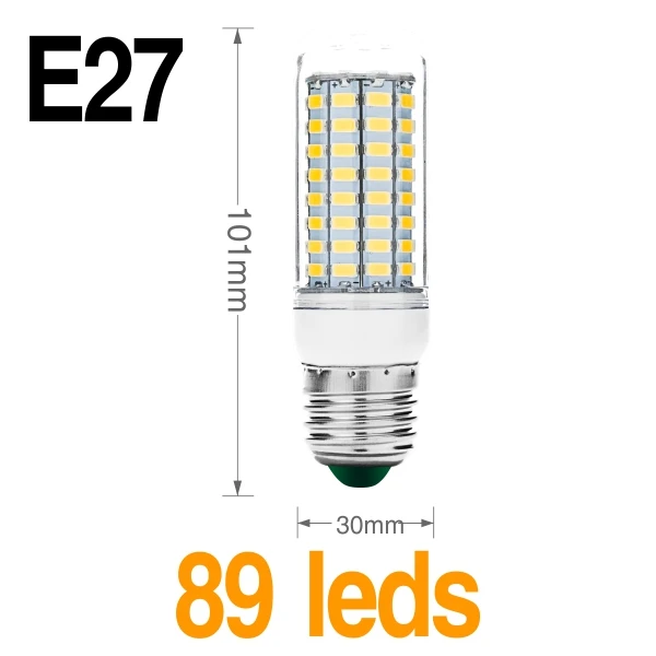 E27 89leds E27 E14 светодиодный шарик 30 36 56 72 89 светодиодный s люстры лампы в форме свечи SMD5730 лампа светильник светодиодный кукурузный светильник 220 В лампада светодиодный s Свеча светильник Точечный светильник - Испускаемый цвет: E27 89leds