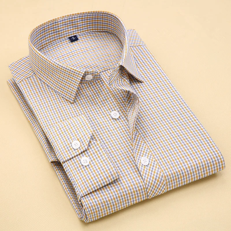 Рубашка мужская с длинным рукавом в клетку размеры до 6XL|mens dress shirts|men's shirt
