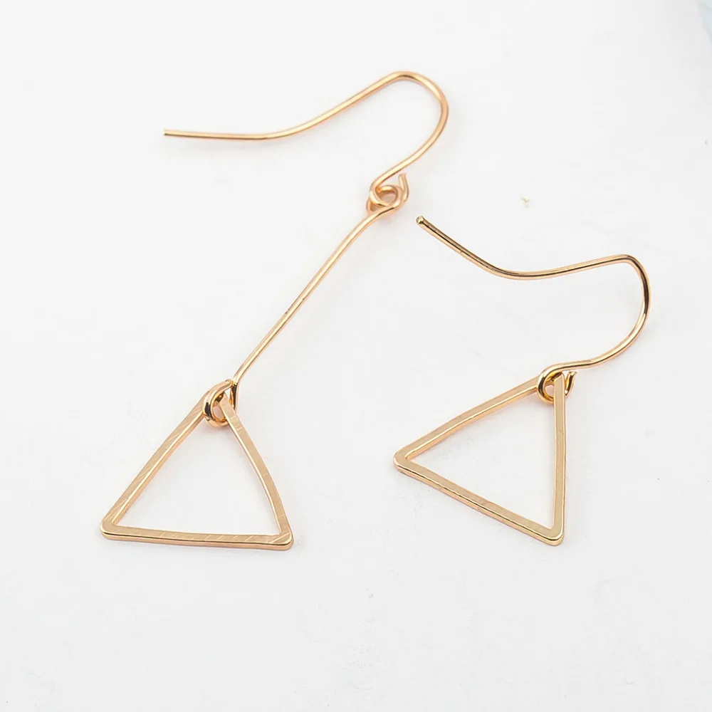Асимметрия Висячие серьги для женщин круглые стекла треугольник себе золотистые
