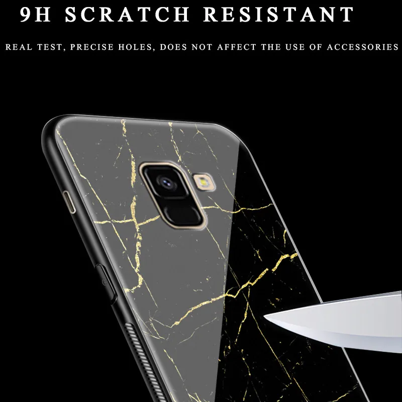 Star Space Tempered Glass Case For Samsung Galaxy A6 2018 / Plus Cases Cover Soft TPU Bumper Phone Fundas Capas |