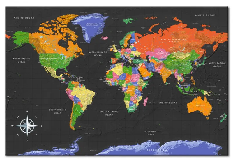 Красочная Картина на холсте World Плакат карта и принты классические настенные