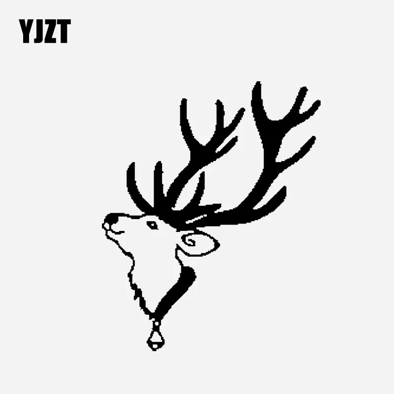 

YJZT, 15,7 см * 19,5 см, Виниловая наклейка, Рождественская голова оленя, цвет черный/серебристый