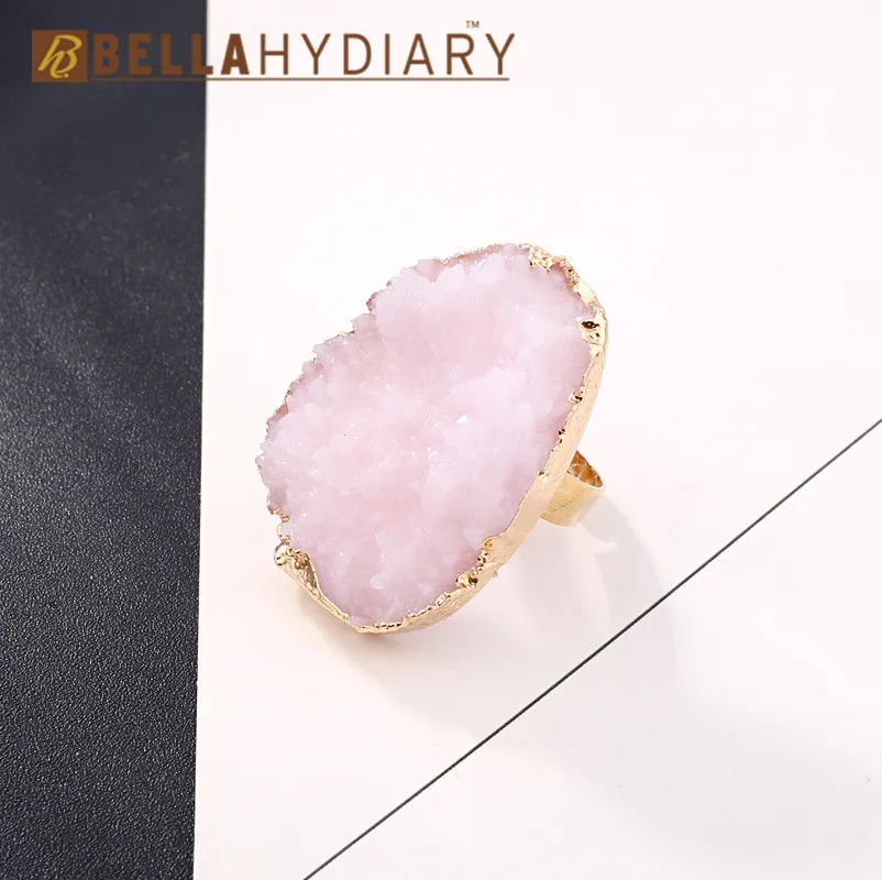 Винтажное кольцо Boho Bijoux Druzy из смолы, открытое регулируемое кольцо для женщин, подарки, свадебные кольца для женщин, аксессуары, ювелирные изделия Joyas