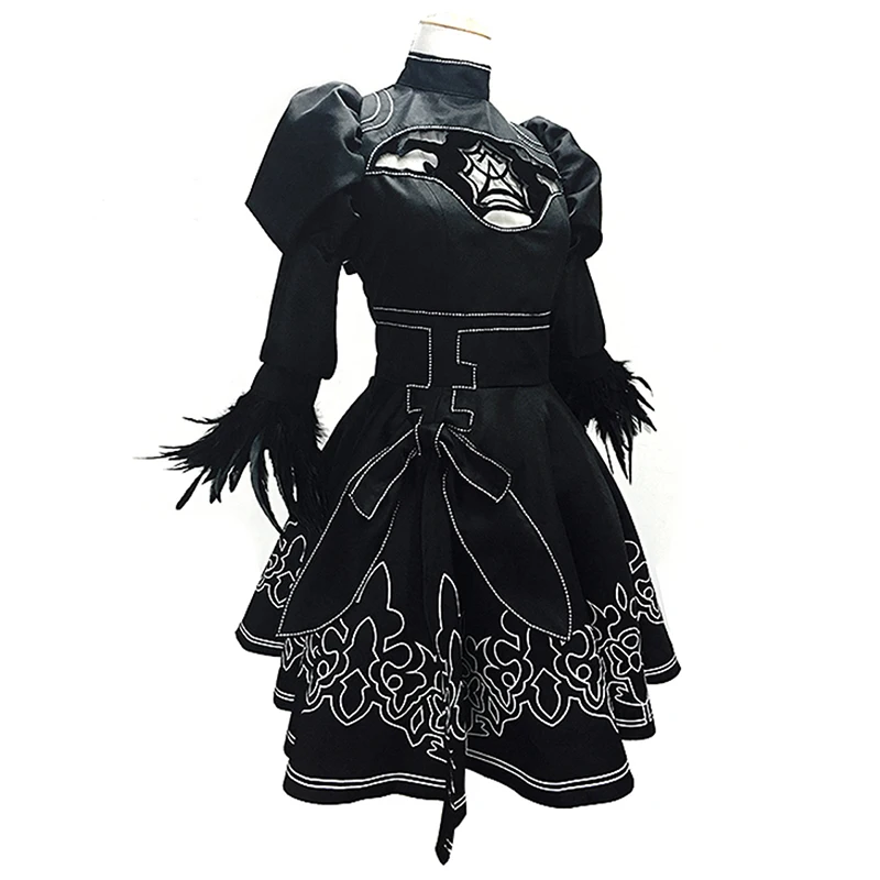 AAVG Hot game Nier: Automata women's YoRHa No.2 Type B Cosplay Costume Gothic Dress(Dress+Hairpin+Socks+Gloves+Eye patch) |