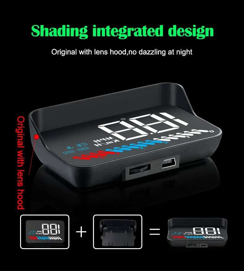 M7 HUD цифровой Скорость проекции с солнцезащитным кронштейн OBD2 gps автомобиля Универсальная ветровая защита проектор Скорость ometer Head-up Дисплей