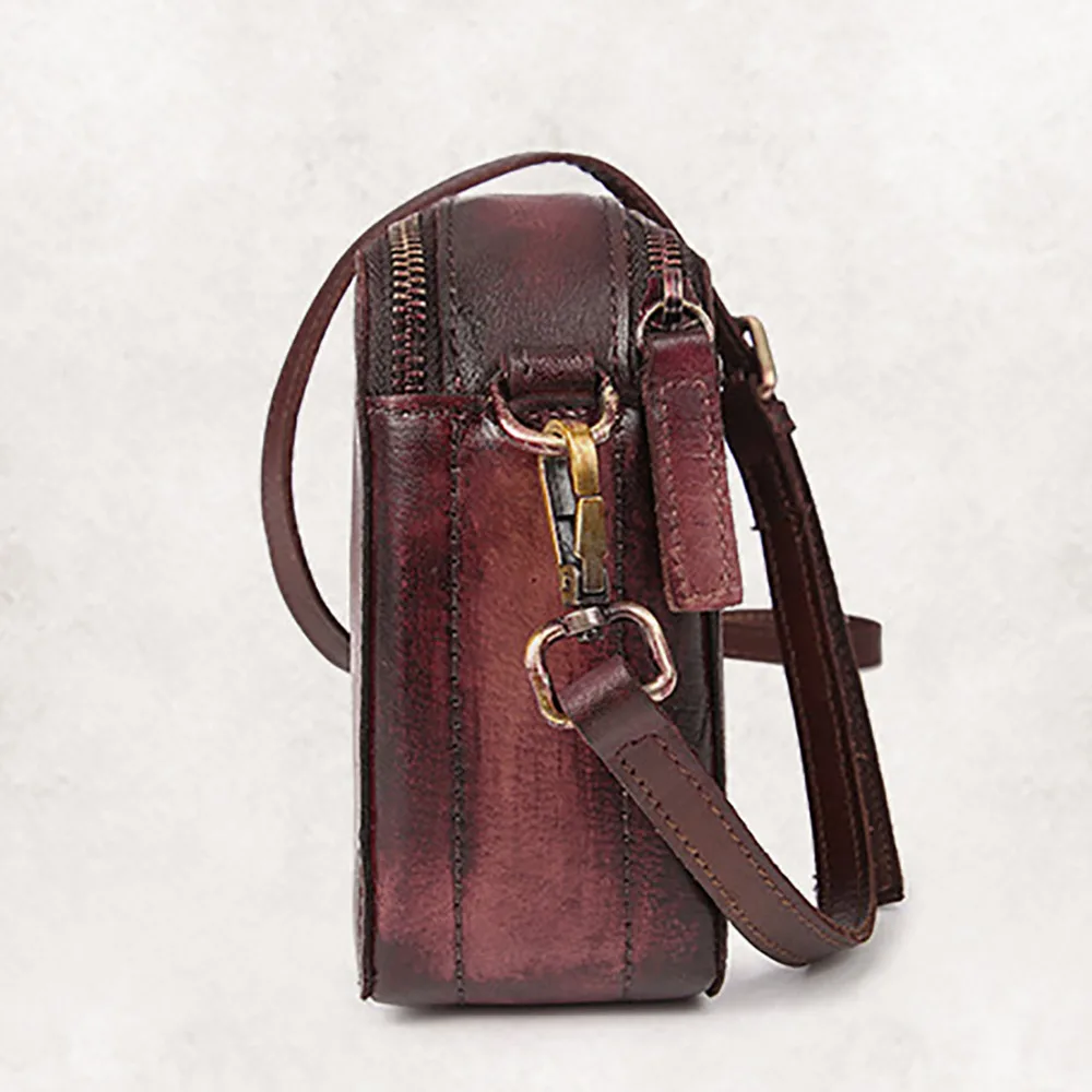 2017 Женская сумка мессенджер из натуральной кожи винтажная маленькая квадратная