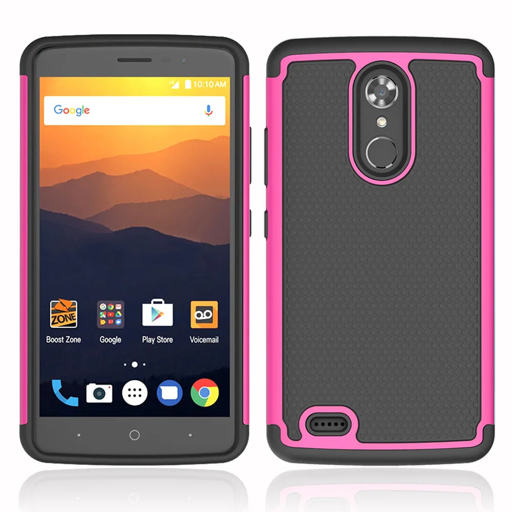 Гибридный Прочный чехол для ZTE Max XL Heavy Duty 2 в 1 жесткий поликарбонатный ТПУ