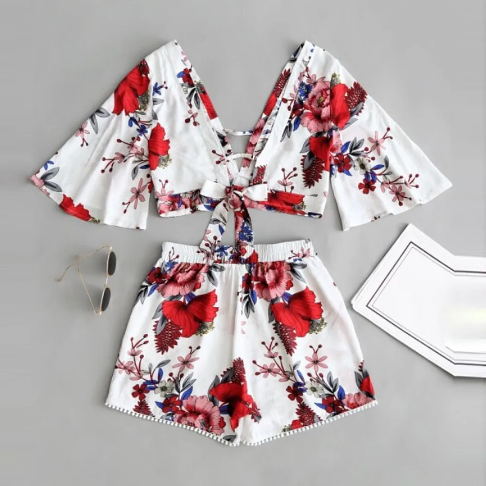 Летняя блузка для женщин модная повседневная женская комплект из двух предметов