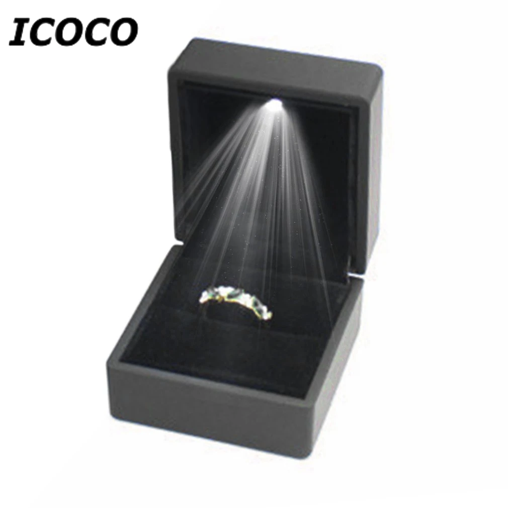Новый LED освещение чехол для серьги Подарочная коробка свадебное кольцо