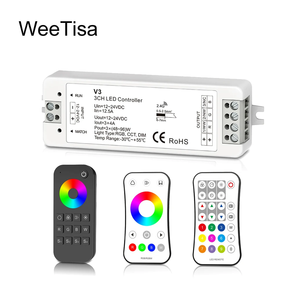 Светодиодный RGB контроллер RGBW DC 12V 24V 2 4G 12A RF беспроводной дистанционный диммер V3 VP