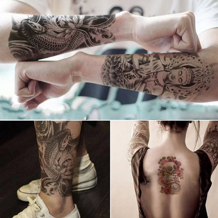 5ps/lot 3D tattoo fake arm sleeve body art trendy tatoo men frozen henna paste tatouage temporaire tatuagem temporaria tatuajes | Красота и