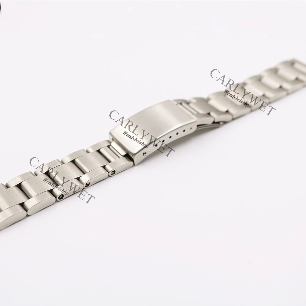 CARLYWET 17 18 19 20mm 316L Stainless Steel Silver Brushed Watch Band Old Oyster Bracelet Straight End Screw Links