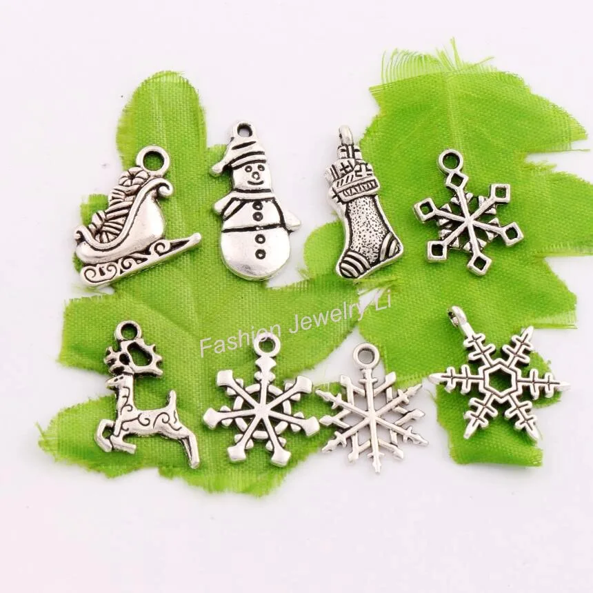 Рождественская елка Санта сани Лось Снежинка разделитель очаровательные бусины