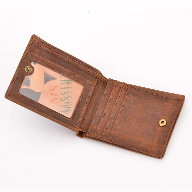 Кошелек MS винтажный из натуральной кожи для мужчин с карманом на молнии TW1661 |