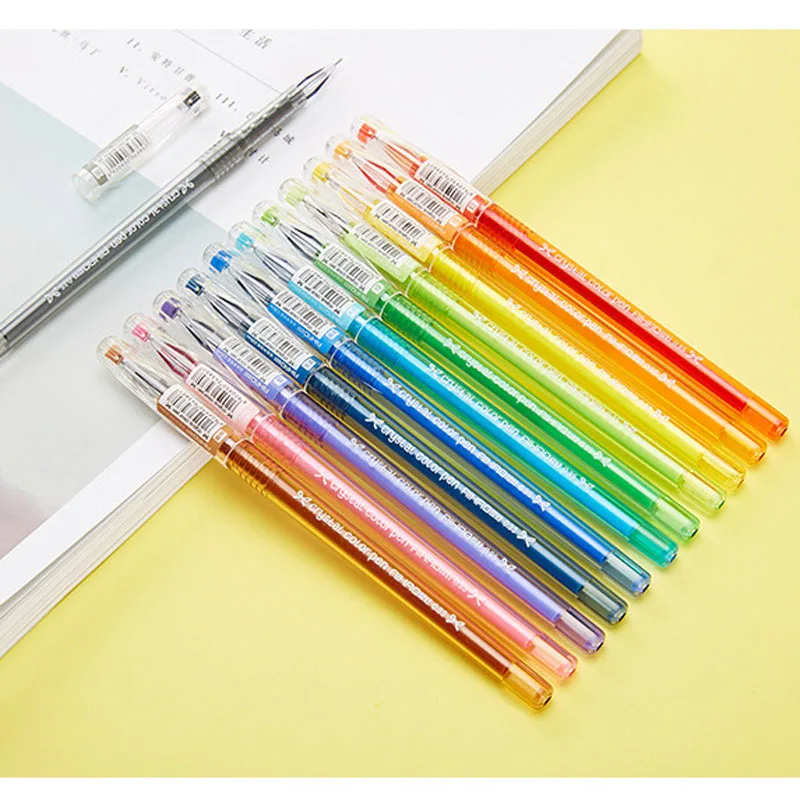 Marco 12 Pcs/set 0.35mm Cute Small Fresh Candy Color Diamond Gel Pen Creative Gift School Supplies Colored Pens | Канцтовары для