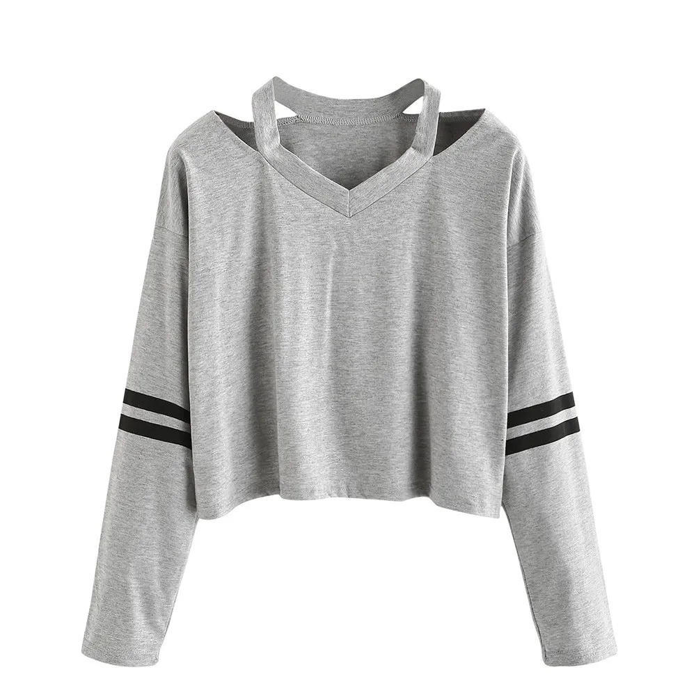 pullovers sweatshirt hoodies women polerones mujer 2019 Tops spring autumn v-neck short hoody tops clothes d90520 | Женская одежда