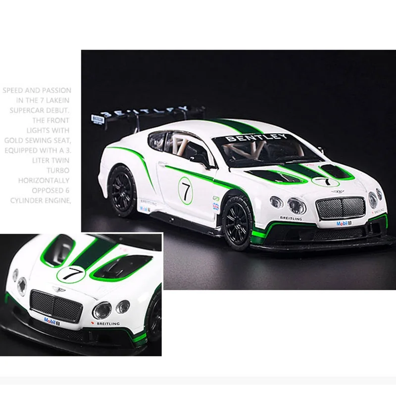 1:32 модель автомобиля Подлинная Лицензия bentley Континентальный GT3 металлический
