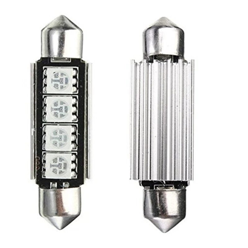 2 шт. KATUR 42 мм 4 светодиодный 5050 SMD гирлянда купольный светильник Красный
