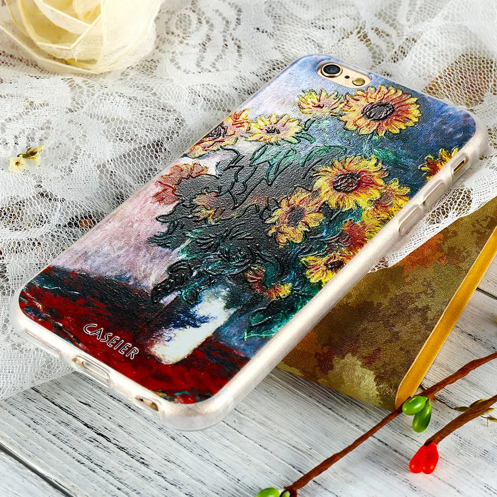 CASEIER Monet Painting Soft Phone Case For iPhone 7 8 Plus TPU Silicone Cases 6 6s Fundas Capinha Accessories |