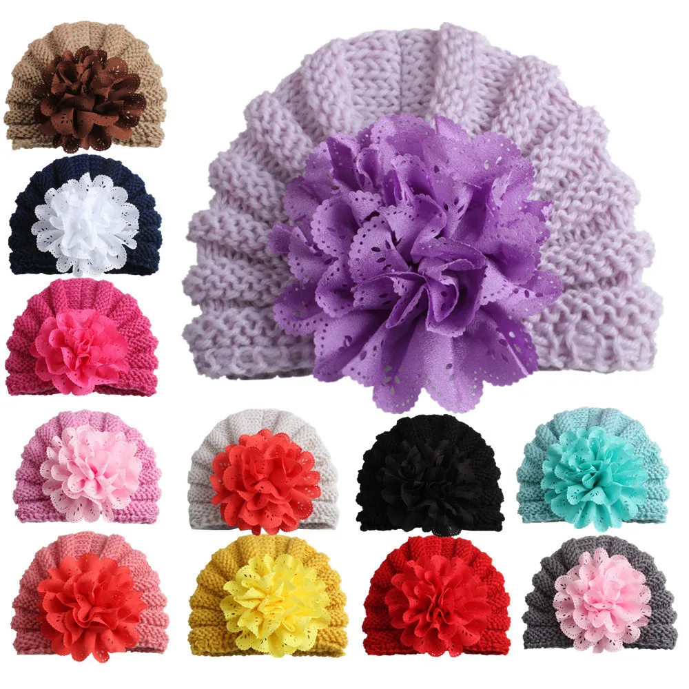 Распродажа 1 шт. 2017 детская шапка вязаная с большим цветком шапка|girls cap|cap girlknitted cap