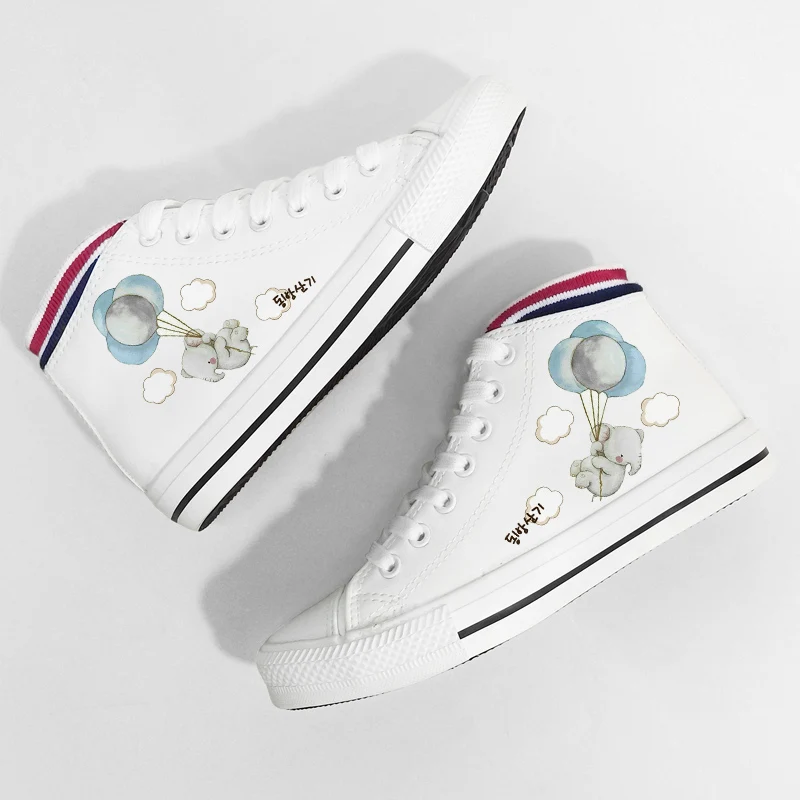 PU05-2 Skatebarding Shoes High Quality Vulcanized Shoes Causal Soft Shoes Women flat sole shoes chaussure femme White Canvas High Shoes - Цвет: PU05-2