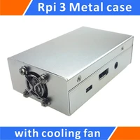raspberry pi 3 b model alloy metal case enclosure with cooling fan silver