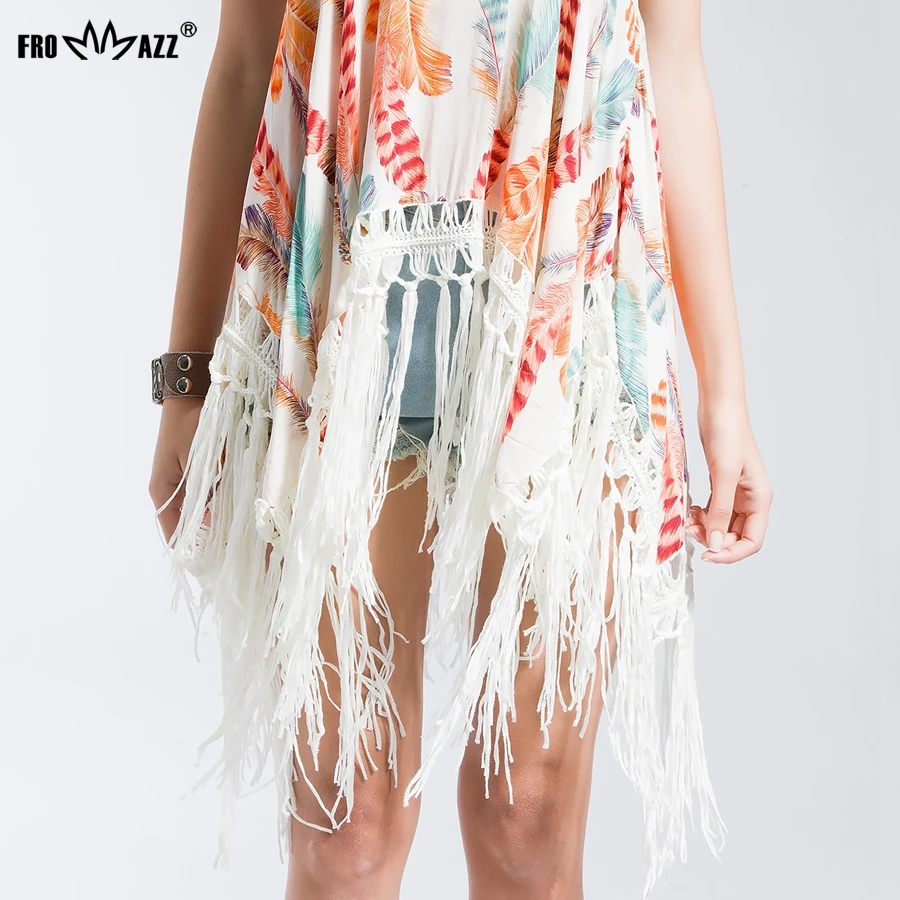 FROMMAZZ 2018 Summer New Women Lady Fashion Causal Sexy Chiffon Tassel Print Vest T Shirt Tops Tank Clubwear FS16030 | Женская одежда