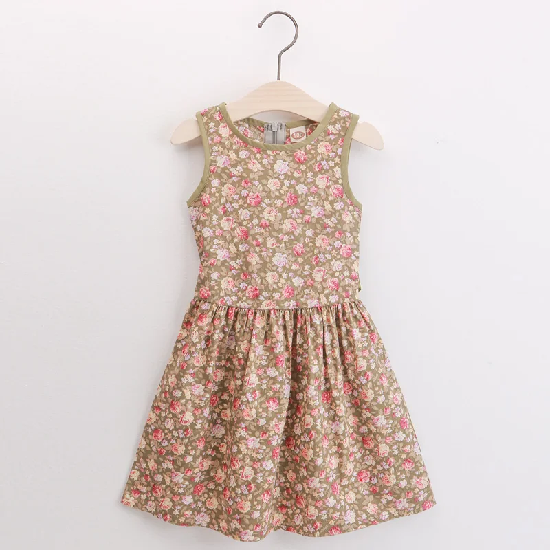 2017 Пляж Бросился Модный Бренд Летние Девушки Платье Хлопка Цветка Платья девушки