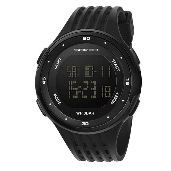 black black SANDA 338 Fashion Sport Watch Women Electronic LED Digital Watch Waterproof Ladies Wrist watches montre femme relogio feminino - Цвет: black black