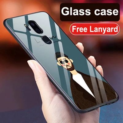 Для LG G7 чехол G7ThinQ животный узор закаленное стекло задняя крышка чехол LGG7 G7 ThinQ G710 ударопрочный стеклянный чехол для LG G7 тонкий Q