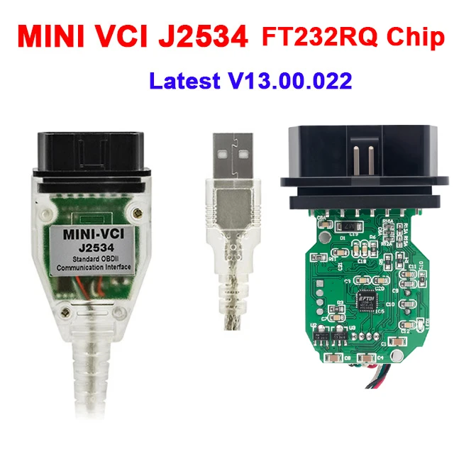 T232RQ chip Диагностический мини-разъем V13.00.022 последняя obd2 Интерфейс для TOYOTA TIS Techstream MINI-VCI FT232RL FT232RQ чип J2534 OBDII диагностический кабель - Цвет: T232RQ chip